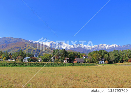 三段紅葉の白馬山麓 三段紅葉の白馬山麓 132795769