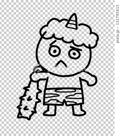 Cute demon line drawing illustration 132795815