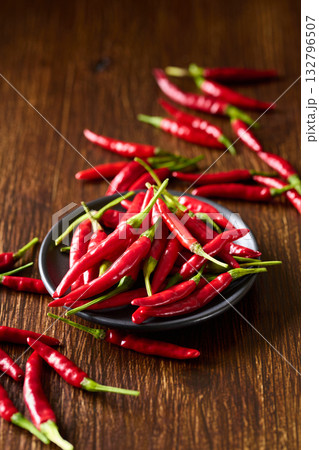 皿に盛った唐辛子 皿に盛った唐辛子 132796507