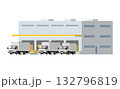 物流センターと荷物の積み下ろしをするトラック 132796819