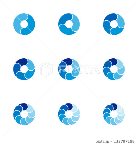 Set of circle pie charts. Financial analysis data 2,3,4,5,6,7,8,9,10 sections elements for business presentation, Vector Illustration 132797189