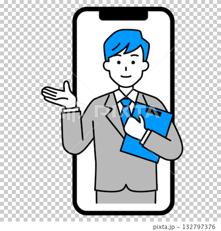 A male counselor doing online counseling on a smartphone A male counselor doing online counseling on a smartphone 132797376