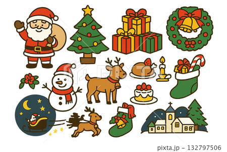 かわいいクリスマスのイラスト素材 かわいいクリスマスのイラスト素材 132797506