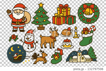 かわいいクリスマスのイラスト素材 かわいいクリスマスのイラスト素材 132797506