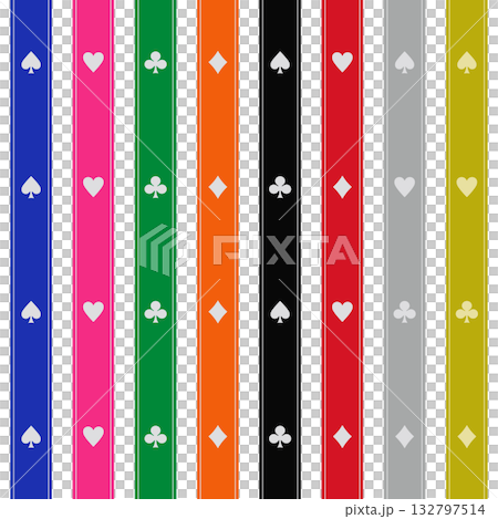 トランプマークの縦長バナー素材 カラフルなリボン風の8パターン柄セット 132797514