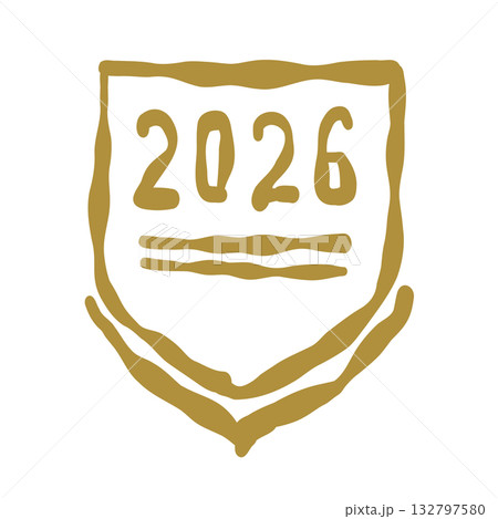 年賀状素材「2026」のエンブレムの形のスタンプ風飾り 年賀状素材「2026」のエンブレムの形のスタンプ風飾り 132797580