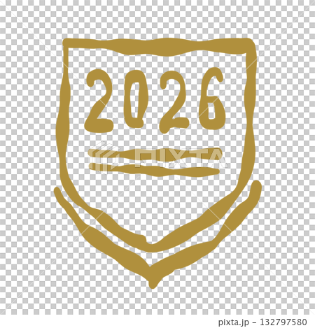 年賀状素材「2026」のエンブレムの形のスタンプ風飾り 年賀状素材「2026」のエンブレムの形のスタンプ風飾り 132797580