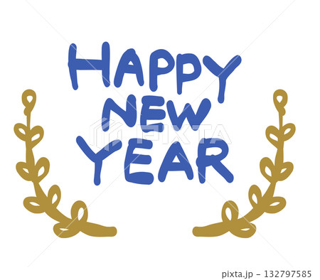 年賀状素材「HAPPY NEW YEAR」とかわいい植物の飾り 年賀状素材「HAPPY NEW YEAR」とかわいい植物の飾り 132797585