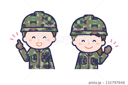 自衛隊員／2人組／男女 01 132797648