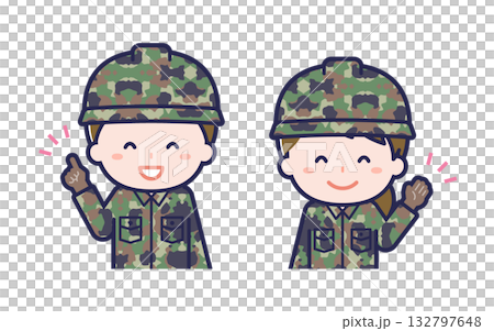 自衛隊員／2人組／男女 01 132797648