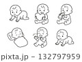 いろいろな表情の赤ちゃんのイラストセット いろいろな表情の赤ちゃんのイラストセット 132797959