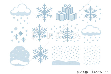 雪の結晶の可愛いアイコンセット 132797967