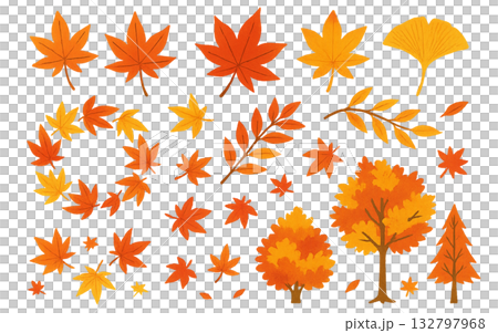 秋の落ち葉のフレームセット 132797968