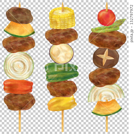 Barbecue skewer illustration set 132797972