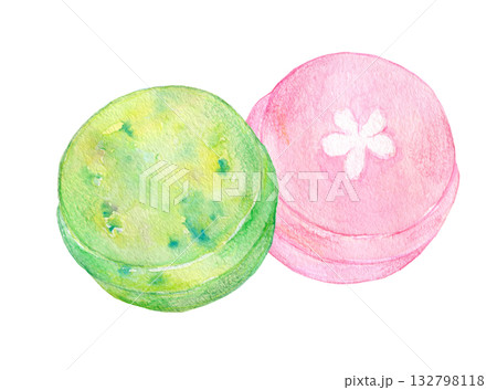 水彩イラスト　手描きイラスト　カラフルなバスボムセット 132798118