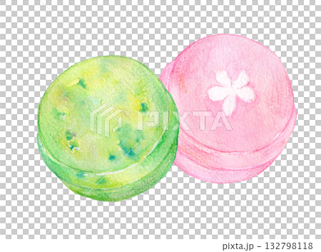 水彩イラスト　手描きイラスト　カラフルなバスボムセット 132798118