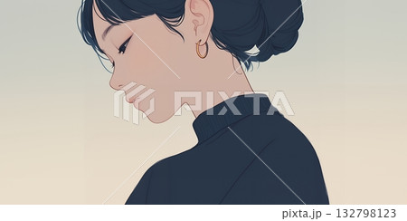 若い女性の横顔のイラスト 132798123