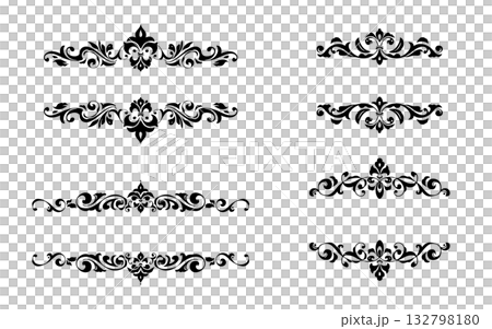 Classic hand-drawn frames and ornaments set. 132798180