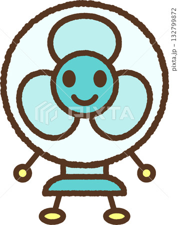 キャラクター風の単品アイコンイラスト　扇風機 132799872
