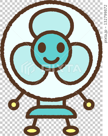 キャラクター風の単品アイコンイラスト　扇風機 132799872