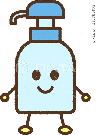 キャラクター風の単品アイコンイラスト 洗剤ボトル キャラクター風の単品アイコンイラスト 洗剤ボトル 132799873