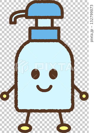 キャラクター風の単品アイコンイラスト 洗剤ボトル キャラクター風の単品アイコンイラスト 洗剤ボトル 132799873