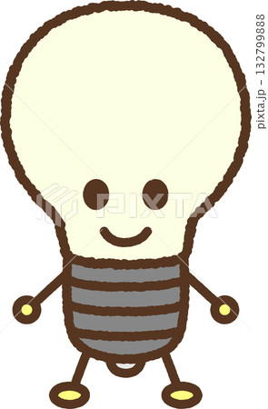 キャラクター風の単品アイコンイラスト 電球 キャラクター風の単品アイコンイラスト 電球 132799888