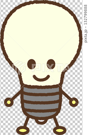 キャラクター風の単品アイコンイラスト 電球 キャラクター風の単品アイコンイラスト 電球 132799888