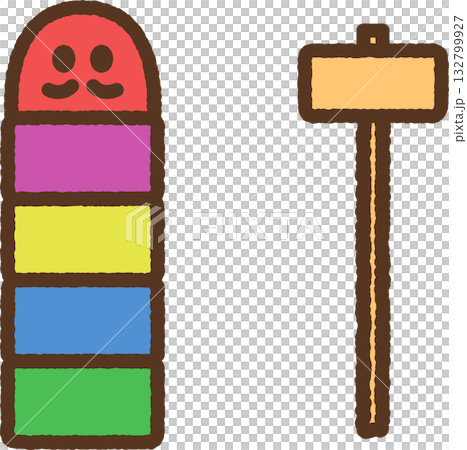手書き風のシンプルアイコンイラスト　だるま落とし 132799927