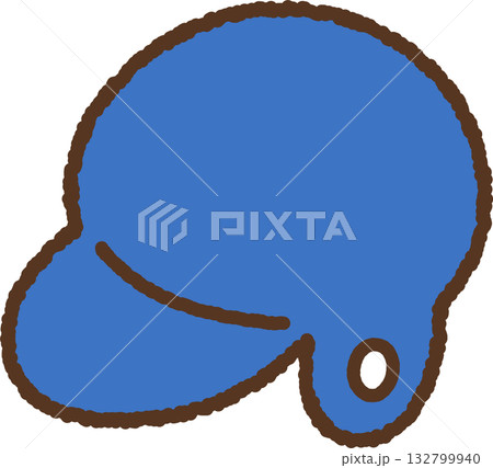 手書き風のシンプルアイコンイラスト　野球ヘルメット 132799940