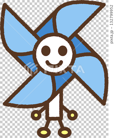 人物風格單圖示插圖：風車 132799952