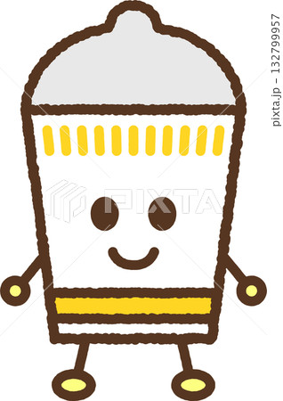 キャラクター風の単品アイコンイラスト　カップ麺 132799957