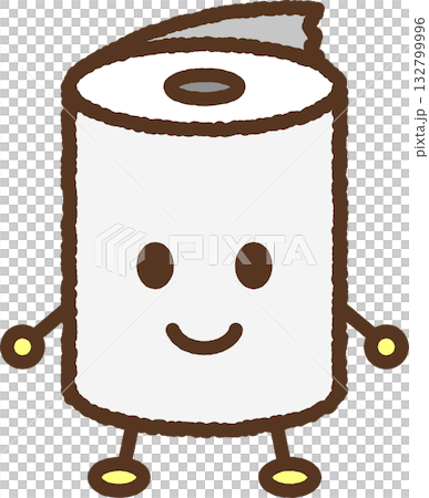 キャラクター風の単品アイコンイラスト　トイレットペーパー 132799996