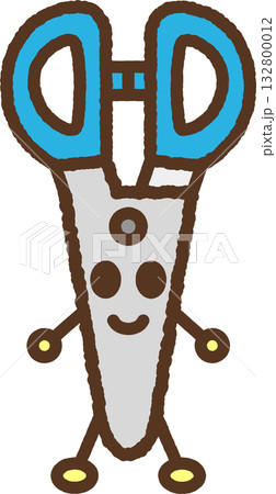 キャラクター風の単品アイコンイラスト ハサミ キャラクター風の単品アイコンイラスト ハサミ 132800012