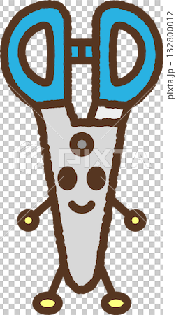 キャラクター風の単品アイコンイラスト ハサミ キャラクター風の単品アイコンイラスト ハサミ 132800012