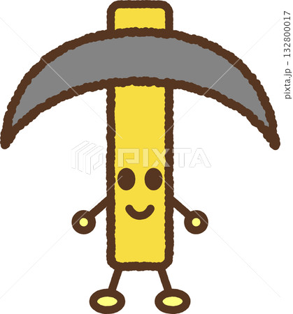 キャラクター風の単品アイコンイラスト ピッケル キャラクター風の単品アイコンイラスト ピッケル 132800017