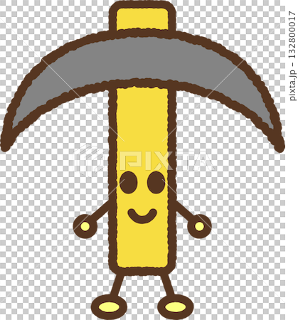 キャラクター風の単品アイコンイラスト ピッケル キャラクター風の単品アイコンイラスト ピッケル 132800017