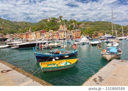 Harbor with boats in Portofino Italy Harbor with boats in Portofino Italy 132800589