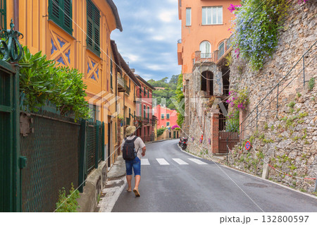 Colorful street in Portofino Italy 132800597