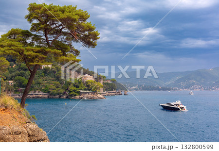 Sea view with yacht in Portofino Italy 132800599