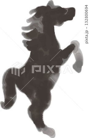 年賀2026 年賀状 午のイラスト素材 シルエット 水彩 墨絵 水墨画 和風モダンな干支の馬 年賀2026 年賀状 午のイラスト素材 シルエット 水彩 墨絵 水墨画 和風モダンな干支の馬 132800694