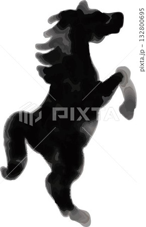 年賀2026 年賀状 午のイラスト素材 シルエット 水彩 墨絵 水墨画 和風モダンな干支の馬 年賀2026 年賀状 午のイラスト素材 シルエット 水彩 墨絵 水墨画 和風モダンな干支の馬 132800695