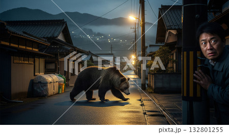 市街地に熊が出現! 驚く住民 市街地に熊が出現! 驚く住民 132801255