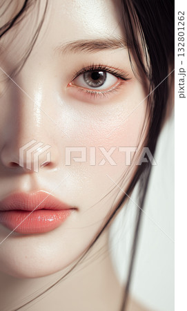 きめ細やかな肌が自慢のアジア人女性の顔アップ きめ細やかな肌が自慢のアジア人女性の顔アップ 132801262