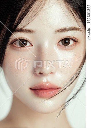 きめ細やかな肌が自慢のアジア人女性の顔アップ きめ細やかな肌が自慢のアジア人女性の顔アップ 132801265