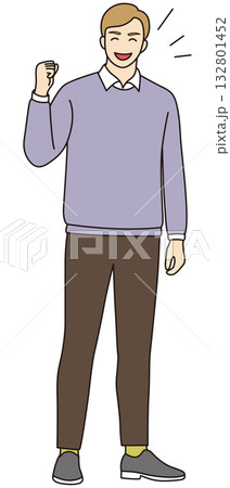 ガッツポーズをする男性 ガッツポーズをする男性 132801452