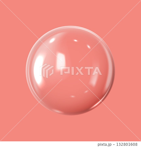 Realistic 3D glass ball with glares and highlight effect, vector glossy transparent volume glass sphere bubble on coral Realistic 3D glass ball with glares and highlight effect, vector glossy transparent volume glass sphere bubble on coral 132801608