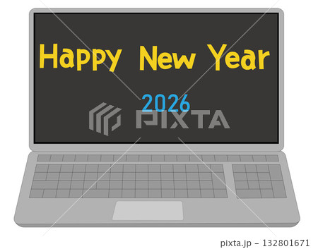 2026年の新年の挨拶のイラスト素材です。 132801671