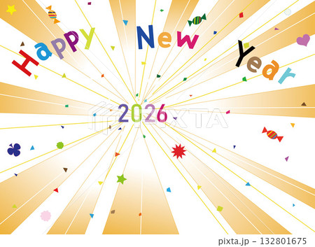 2026年の新年の挨拶のイラスト素材です。 132801675