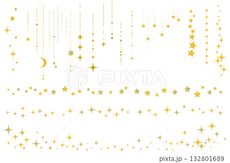 星空をイメージしたシンプルなフレームイラスト　キラキラ　罫線 132801689